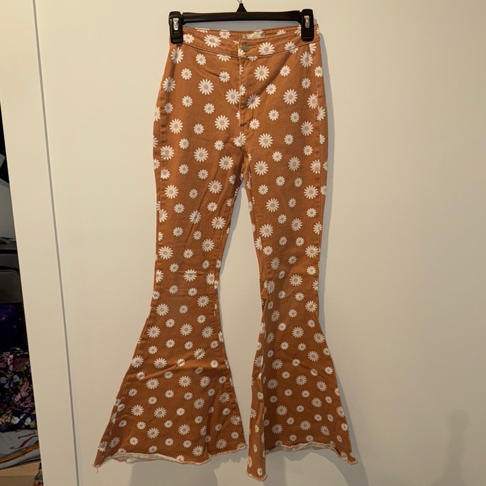 Altar'd State Brown and White Flare Jeans